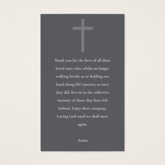 グレーゴールド箔悔やみや弔慰記念祈りの言葉フォトカード (裏面)