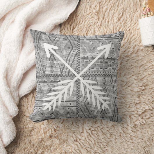 グレーサウスウェストトライバルパターン装飾用クッション クッション (ブランケット)