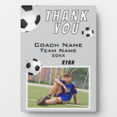 グレーサッカーボールスポーツコーチありがとう フォトプラーク (正面)