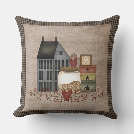 グレーサルトボックスハウス初期のカントリー クッション (正面)