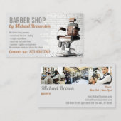 グレーサロンデコールレトロチェアヴィンテージバーバーショップ 名刺 (正面/裏面)