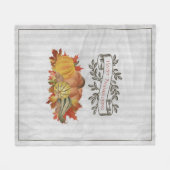 グレーサンクスギビングカボチャとスカッシュ フリースブランケット (正面(横))