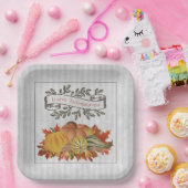 グレーサンクスギビングカボチャとスカッシュ ペーパープレート (パーティー)