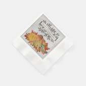 グレーサンクスギビングカボチャとスカッシュ 縁ありカクテルナプキン (角)