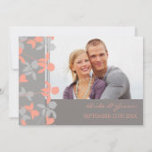 グレーサンゴフローラ写真結婚式招待状カード 招待状 (裏面)