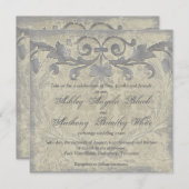 グレーサンドバログランジークフローラ結婚式招待状 招待状 (正面/裏面)