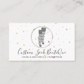 グレーサークル水玉模様カップル靴下 名刺 (正面)