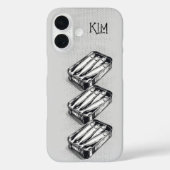 グレーサーディンアートグランジスケッチカスタムモノグラム Case-Mate iPhoneケース (裏面)