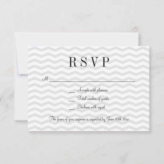 グレーシェブパターンRSVP結婚の応答カード 出欠カード (正面)