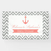 グレーシェブロンとコーラルピンクの赤航海のちゃんシャワー 横断幕 (横)