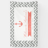 グレーシェブロンとコーラルピンクの赤航海のちゃんシャワー 横断幕 (縦)