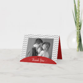 グレーシェブロンとレッドフォトサンキューカード サンキューカード