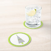 グレーシェブロンクリスマスツリー紙コースター ラウンドペーパーコースター (インサイチュ)