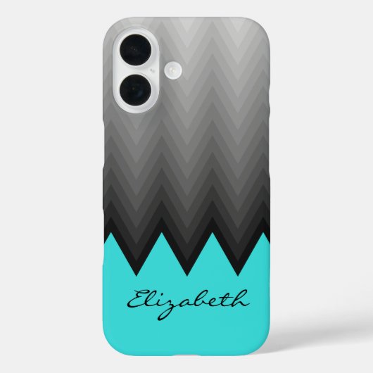 グレーシェブロングラデーションパターンターコイズ名前をカスタムする Case-Mate iPhoneケース (裏面)