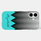 グレーシェブロングラデーションパターンターコイズ名前をカスタムする Case-Mate iPhoneケース (裏面 (横))