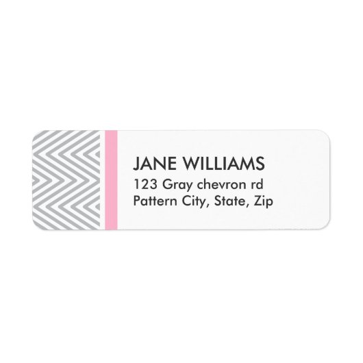 グレーシェブロンジグザグパターンシック差出人住所 ラベル (正面)
