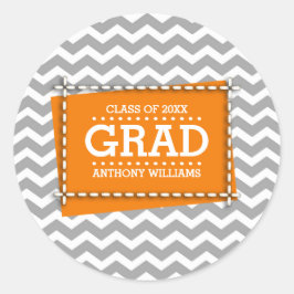 グレーシェブロンパターンカスタム卒業ステッカー ラウンドシール