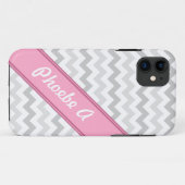 グレーシェブロンパーソナライズされたピンクiPhone 5ケース Case-Mate iPhoneケース (裏面(横))
