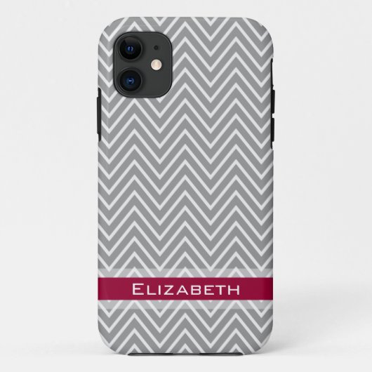 グレーシェブロンピンクホワイト名前をカスタムする Case-Mate iPhoneケース (裏面)