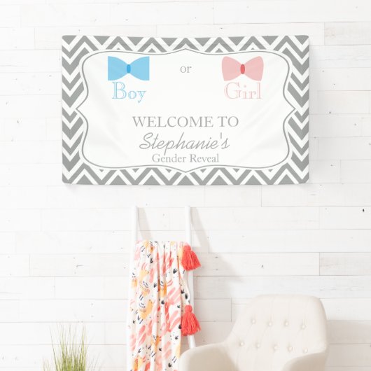 グレーシェブロン性別が弓と弓のネクタイを明らかにする 横断幕 (インサイチュ)