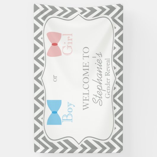 グレーシェブロン性別が弓と弓のネクタイを明らかにする 横断幕 (縦)