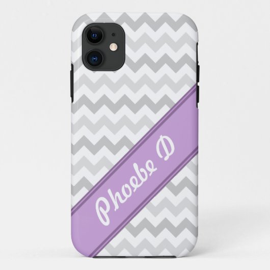 グレーシェブロン紫パーソナライズされたiPhone 5ケース Case-Mate iPhoneケース (裏面)