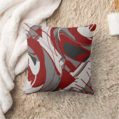 グレーシェードオンダークレッド流れるフローラ抽象芸術 クッション (ブランケット)