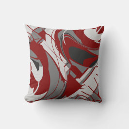 グレーシェードオンダークレッド流れるフローラ抽象芸術 クッション