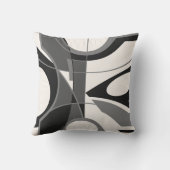 グレーシェードブラックオンオフホワイトアーモダント抽象芸術 クッション (裏面)