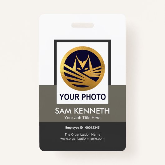 グレーシェードボックス柱写真テンプレートスタッフ バッジ (正面)