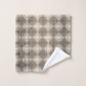 グレーシェード、ベージュ、ホワイトレース バスタオルセット (ウォッシュタオル)