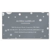 グレーシフェミニンックシルバー紙吹雪水玉模様 マグネット名刺 (正面)