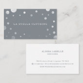 グレーシフェミニンックシルバー紙吹雪水玉模様 名刺 (正面/裏面)