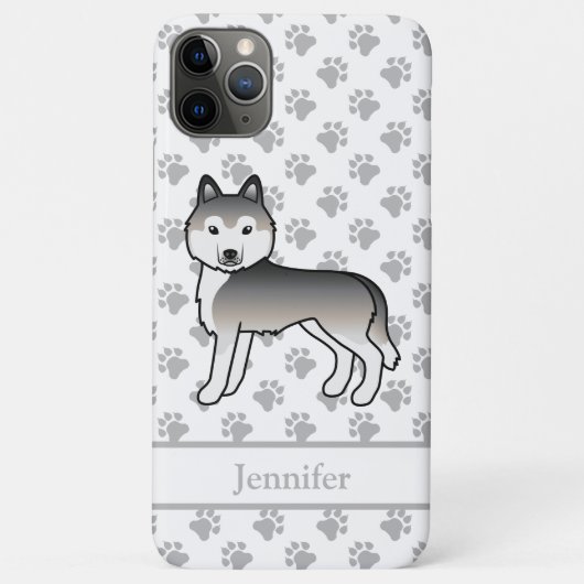 グレーシベリアンハスキー漫画犬+名前 Case-Mate iPhoneケース (裏面)