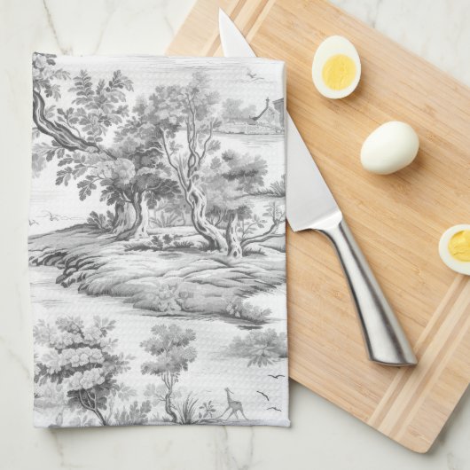 グレーシャビーシックコテージスタイルフランスのトイル キッチンタオル (四つ折り)