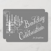 グレーシャンデリアエレガントカスタム誕生日招待状 招待状 (正面/裏面)