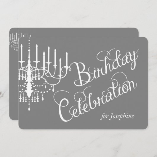 グレーシャンデリアエレガントカスタム誕生日招待状 招待状 (正面/裏面)
