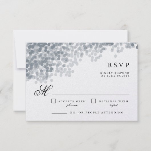 グレーシルバーきらめく | RSVP応答かわいらしカード 出欠カード (正面)