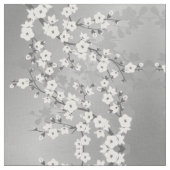 グレーシルバーさくらんぼ花柄 ファブリック (クローズアップ)
