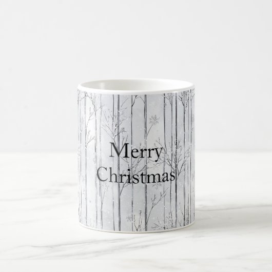 グレーシルバーの雪の結晶の木のクリスマス コーヒーマグカップ (中央)