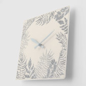 グレーシルバーアイボリーメタリックパームボタニカルパステル スクエア壁時計 (傾斜)