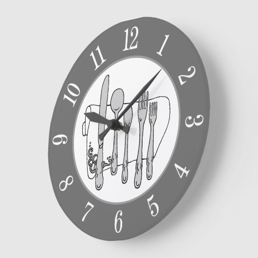 グレーシルバーウェアホワイトナプキンホワイトナンバーオングレー ラージ壁時計 (傾斜)