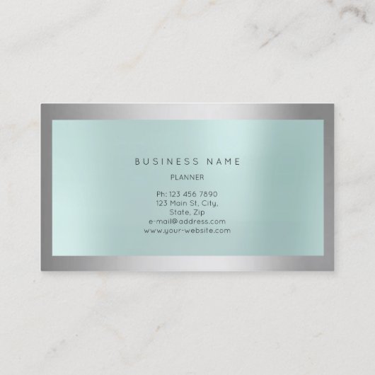 グレーシルバーガラスフレームメタリックアミニマルクア 名刺 (裏面)