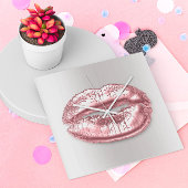 グレーシルバーキスリップピンクローズ金ゴールドメイクアップ スクエア壁時計