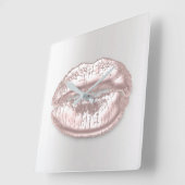 グレーシルバーキスリップピンクローズ金ゴールドメタルメイクアップ スクエア壁時計 (傾斜)