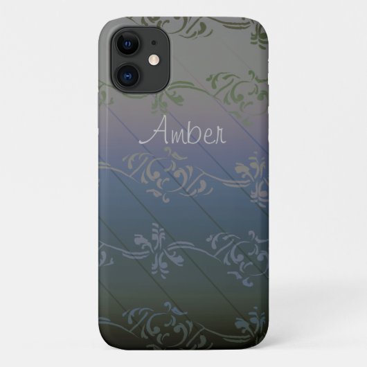 グレーシルバーグラデーション 葉っぱ柄 オリジナル Case-Mate iPhoneケース (裏面)