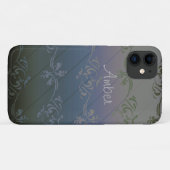グレーシルバーグラデーション 葉っぱ柄 オリジナル Case-Mate iPhoneケース (裏面(横))