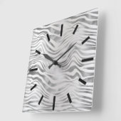 グレーシルバーグラファイト動物皮ブラック抽象芸術 スクエア壁時計 (傾斜)