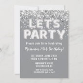 グレーシルバーグリッターバースデーパーティー 招待状 (正面)