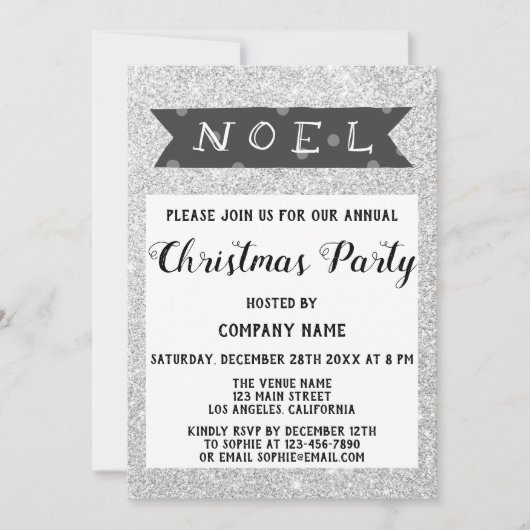 グレーシルバーグリッター Noel カンパニークリスマスパーティー 招待状 (正面)